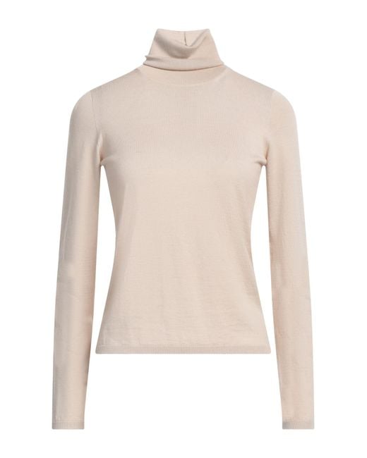 Max Mara White Sfilata Sand Turtleneck Cashmere