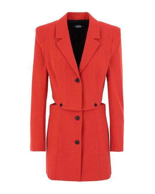 Karl Lagerfeld Red Studio Transformer Blazer Mini Dress Polyester, Wool, Elastane