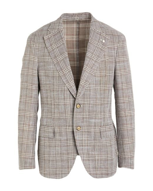 Luigi Bianchi Gray Blazer Virgin Wool, Cotton, Linen for men