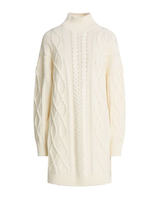Paolo Pecora White Mini Dress Wool, Viscose, Polyamide, Cashmere