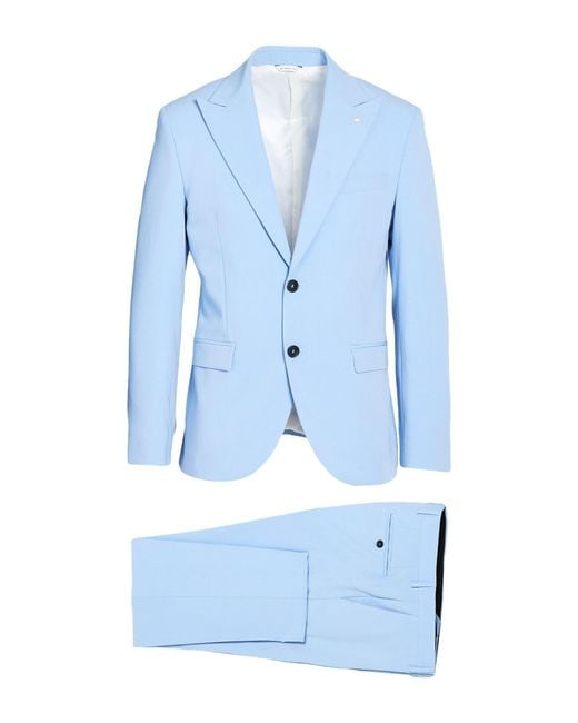 Manuel Ritz Blue Suit Polyester, Viscose, Elastane for men