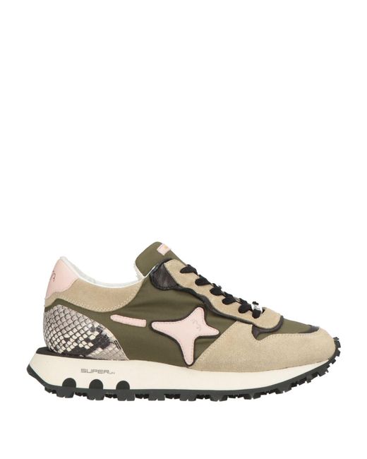 AMA BRAND Women's White Military Sneakers Leather, Synthetisches Material