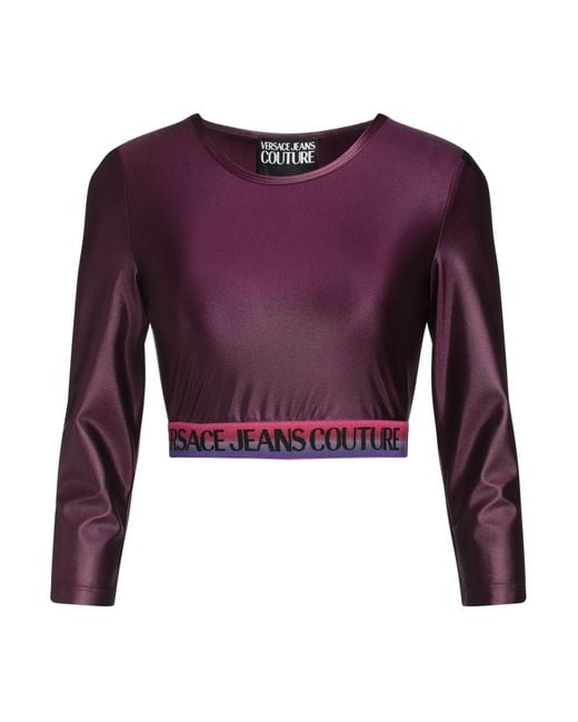 Versace Jeans Couture Purple Plum T-Shirt Polyamide, Elastane
