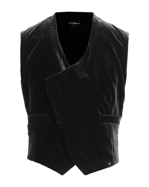 Emporio Armani Black Charcoal Tailored Vest Viscose, Polyamide for men