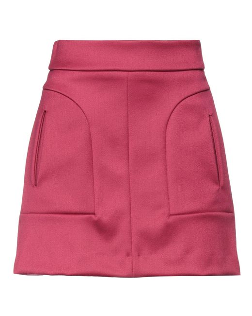 SIMONA CORSELLINI Red Garnet Mini Skirt Virgin Wool, Polyamide, Elastane