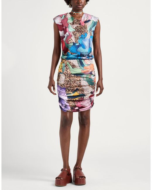 Just Cavalli Blue Midi Dress Cotton