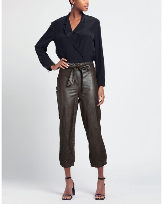 NUALY Gray Dark Pants Polyurethane, Polyester