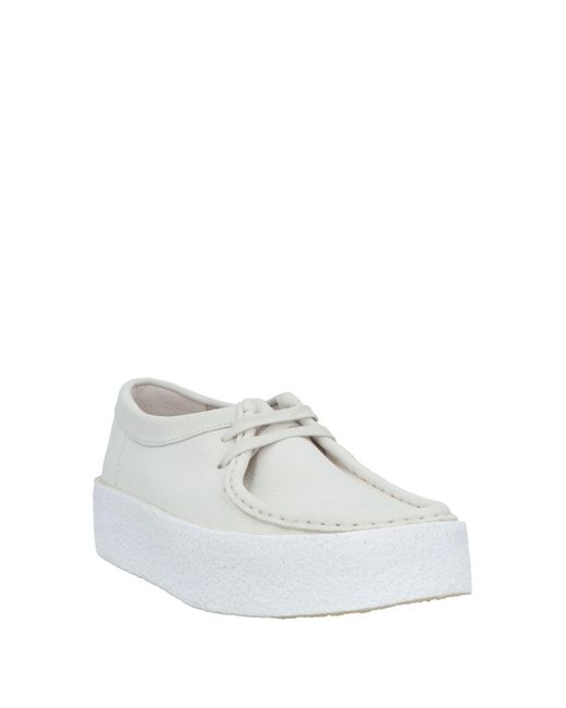 Clarks White Lace-up Shoes