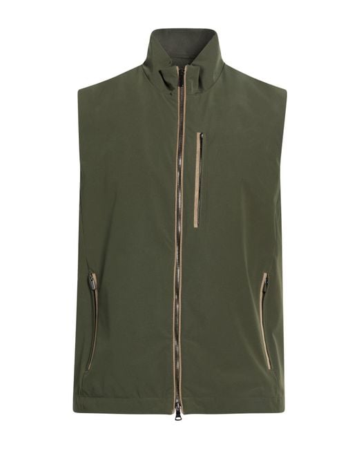 Paul & Shark Green Military Vest Polyester, Elastane for men