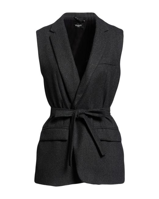 Marella Black Charcoal Blazer Virgin Wool, Viscose, Polyester