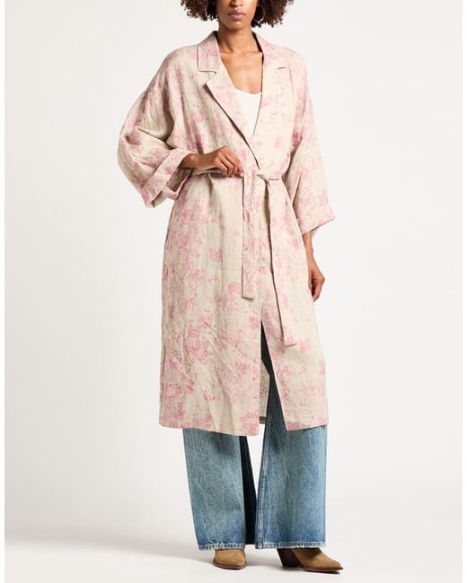 Attic And Barn Pink Overcoat & Trench Coat Linen