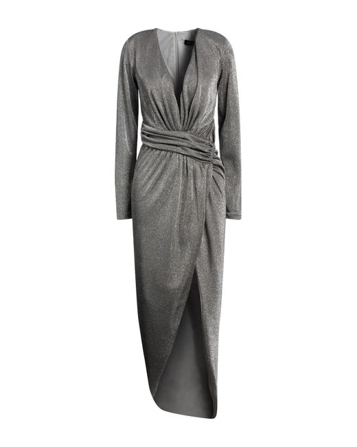 ACTUALEE Gray Maxi Dress Polyamide, Metal