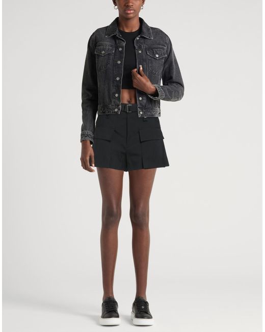 Sacai Black Shorts & Bermuda Shorts Polyester, Wool