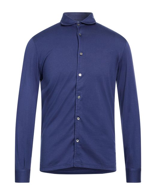 Fedeli Blue Shirt Cotton for men