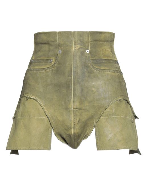 Rick Owens Green Denim Shorts