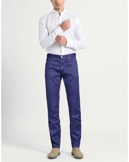 120% Lino Blue Trouser for men