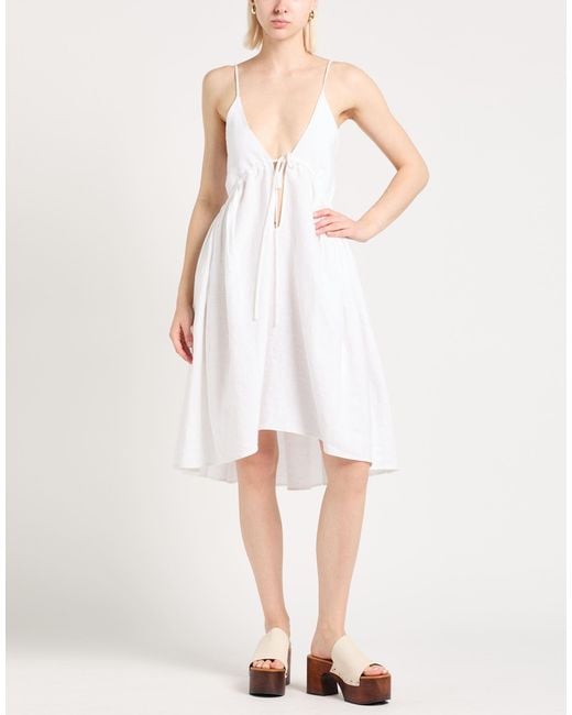 Moschino White Midi Dress Linen