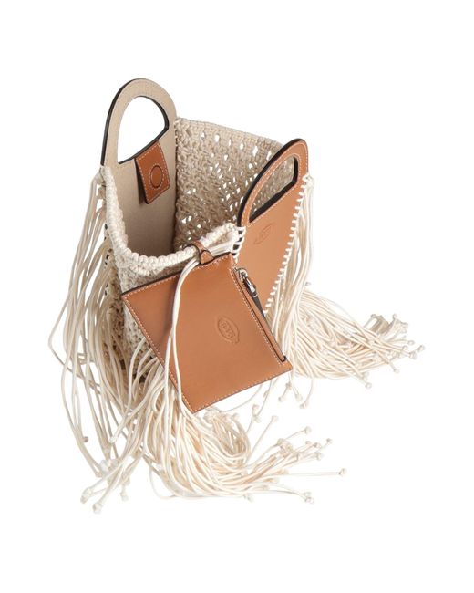 Tod's White Camel Handbag Leather