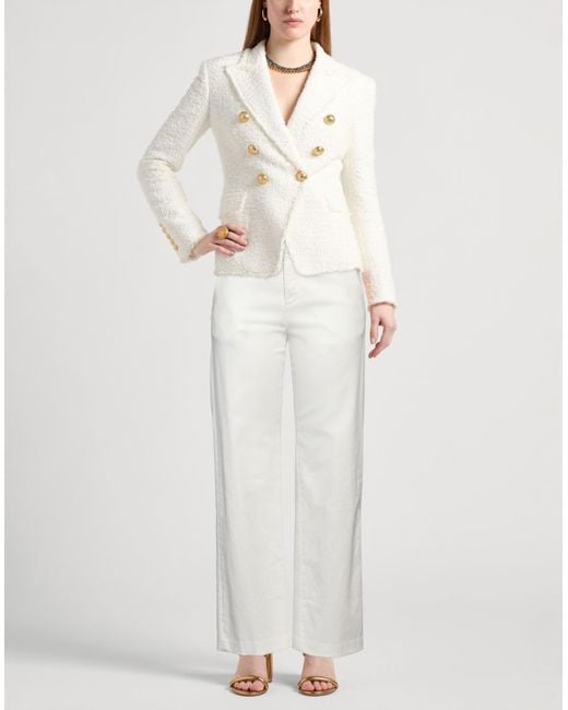 Dondup White High-Rise Straight-Leg Pants