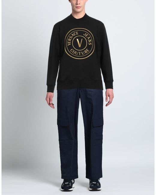 Versace Jeans Couture Black Sweatshirt Cotton, Elastane for men