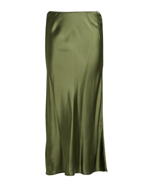 Roberto Collina Green Military Midi Skirt Silk, Elastane