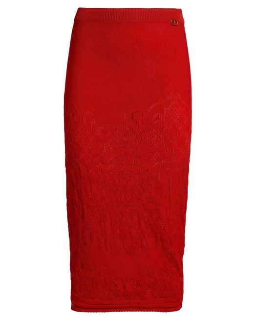 Twinset Red Midi Skirt Viscose, Polyamide