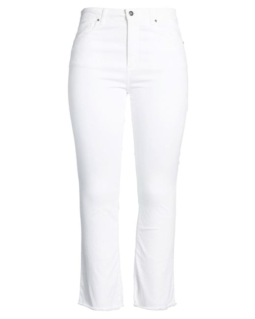 D.exterior White Pants Cotton, Elastane