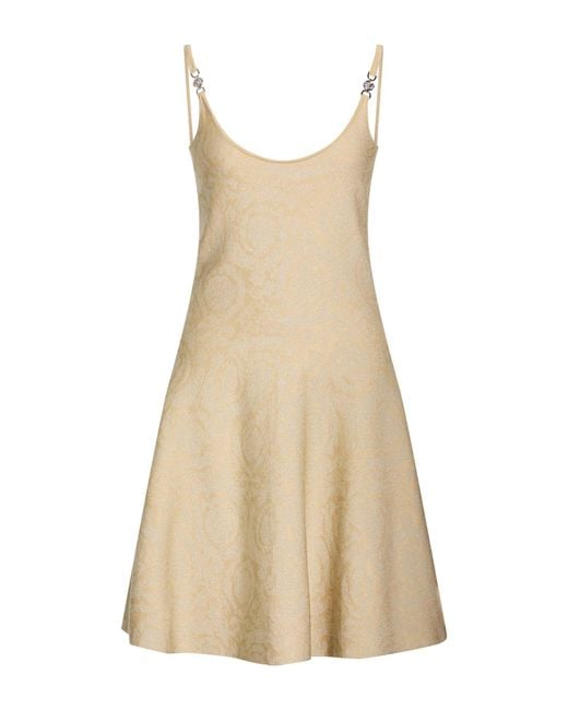 Versace Natural Mini Dress Viscose, Polyamide, Metallic Polyester, Elastane