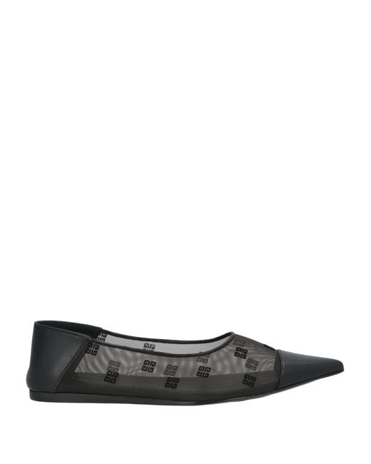 Givenchy Gray Ballet Flats Leather, Textile Fibers