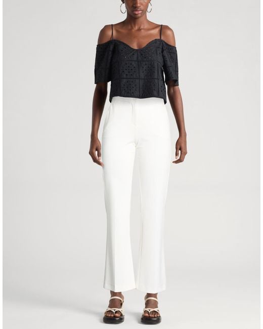 Pinko White Pants Viscose, Nylon, Elastane
