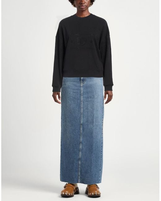 Chiara Ferragni Black Sweatshirt Cotton, Elastane