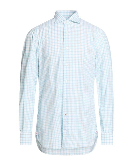 Isaia Blue Shirt Cotton for men