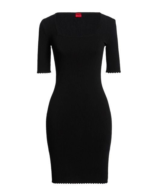 HUGO Black Mini Dress Viscose, Polyester