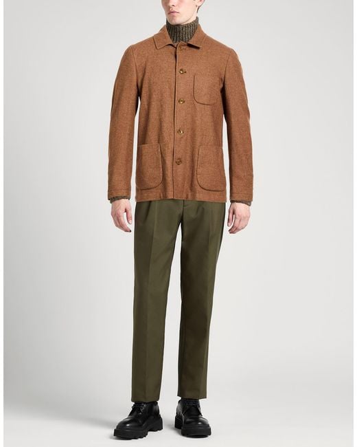 Santaniello Brown Jacket Wool, Polyester for men