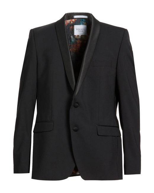 DIGEL Black Blazer Polyester, Virgin Wool, Elastane for men