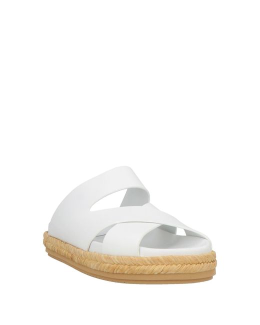 Paloma Barceló White Sandals Cow Leather, Natural Raffia
