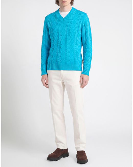Berna Blue Sweater Wool, Acrylic, Viscose, Polyamide for men