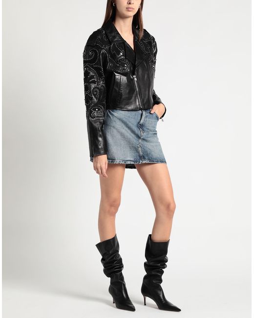 Sandro Black Jacket Lambskin, Copper, Zamak, Polyester
