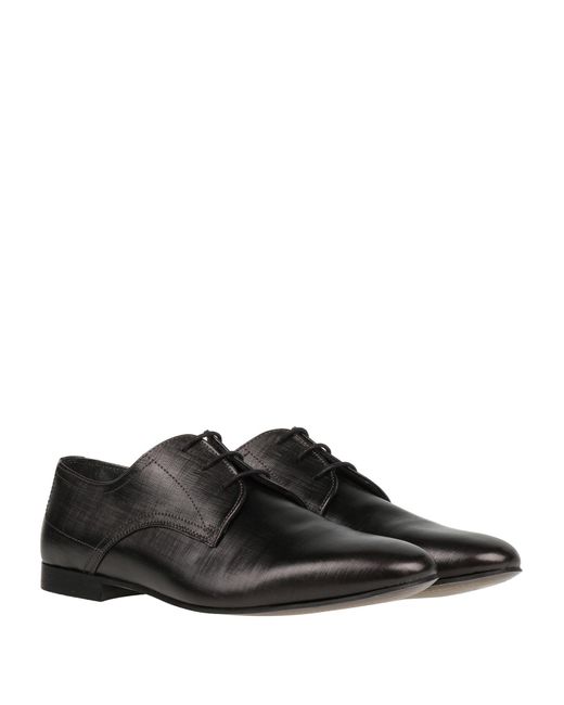 Pollini Black Lace-Up Shoes Soft Leather for men