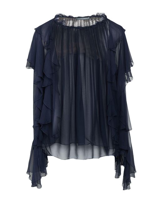 Alberta Ferretti Blue Midnight Top Silk