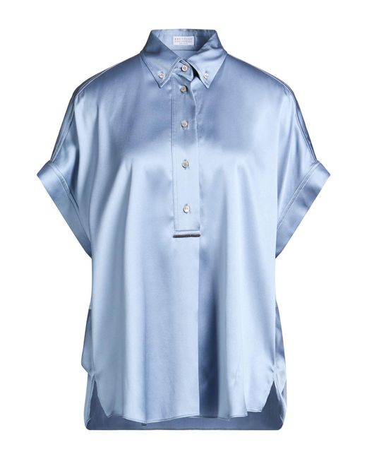 Brunello Cucinelli Blue Top Silk, Elastane