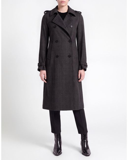 Sandro Black Charcoal Coat Polyester, Viscose, Elastane