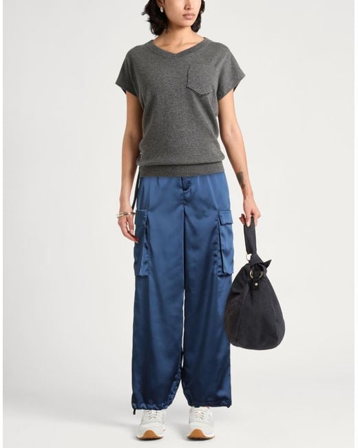 White Sand Blue Pants Polyester, Elastane