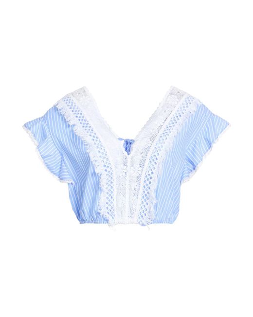 ERMANNO FIRENZE Blue Azure Top Polyester, Cotton