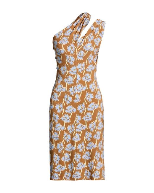 Versace Metallic Khaki Midi Dress Viscose, Elastane