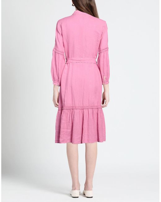 120% Lino Pink Midi-Kleid