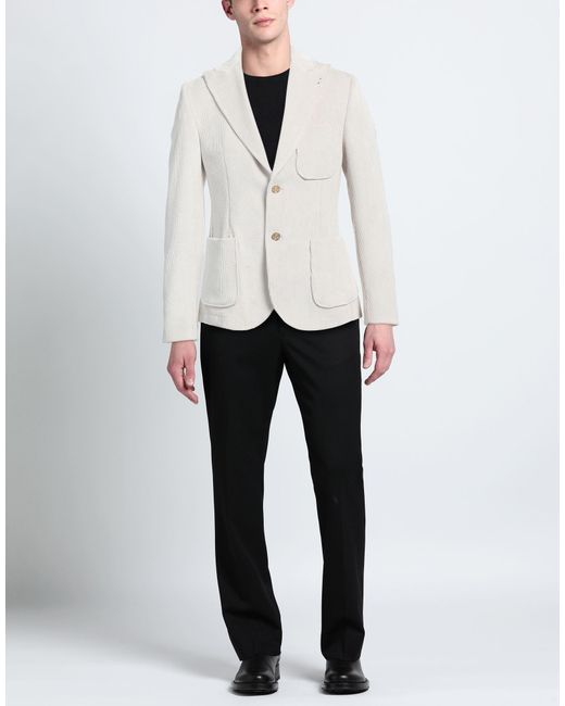Daniele Alessandrini White Ivory Blazer Polyester, Polyamide, Elastane for men