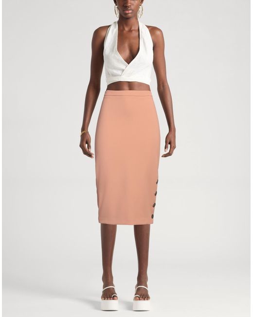 ワンピース ELISABETTA FRANCHI Women Mid Skirts ABR2252E2 DC6 Orange Elisabetta Franchi Midi Skirt in Orange | Lyst