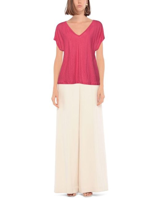 Majestic Filatures Pink Fuchsia T-Shirt Linen, Cotton