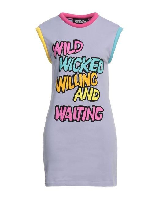 Jeremy Scott Purple Mini Dress Cotton, Elastane
